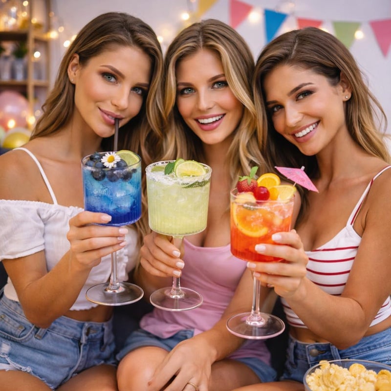 Oojami 24 Pack Pink Plastic Champagne Flutes, 8.5oz Ribbed Disposable Champagne Glasses, Long Stem Vintage Mimosa & Sparkling Wine Cups for Weddings, Parties, Celebrations - Image 5